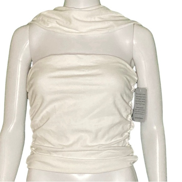 Cushnie Et Ochs Audrey Optic White Scarf Neck Ruched Crop Top - Sz S and M - Picture 4 of 9